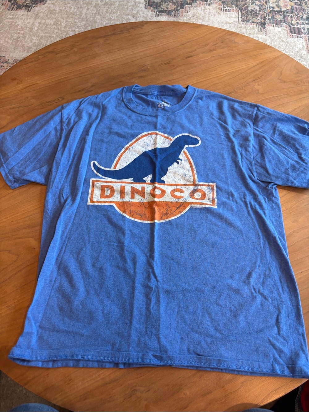 Disney Blue Dinoco Graphic Tee with Orange Accent